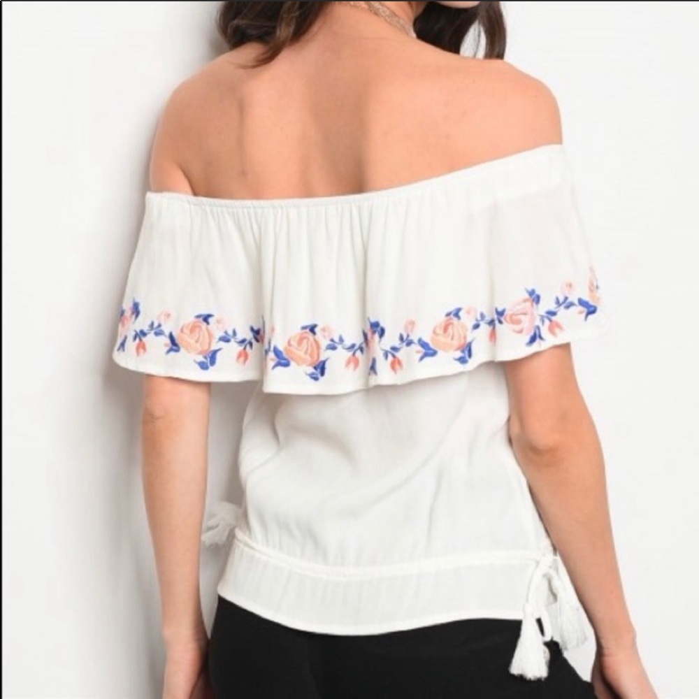 🔥HONEY BELLE🔥OFF THE SHOULDER BLOUSE BOHO TOP MEDIUM NWT - Picture 2 of 6